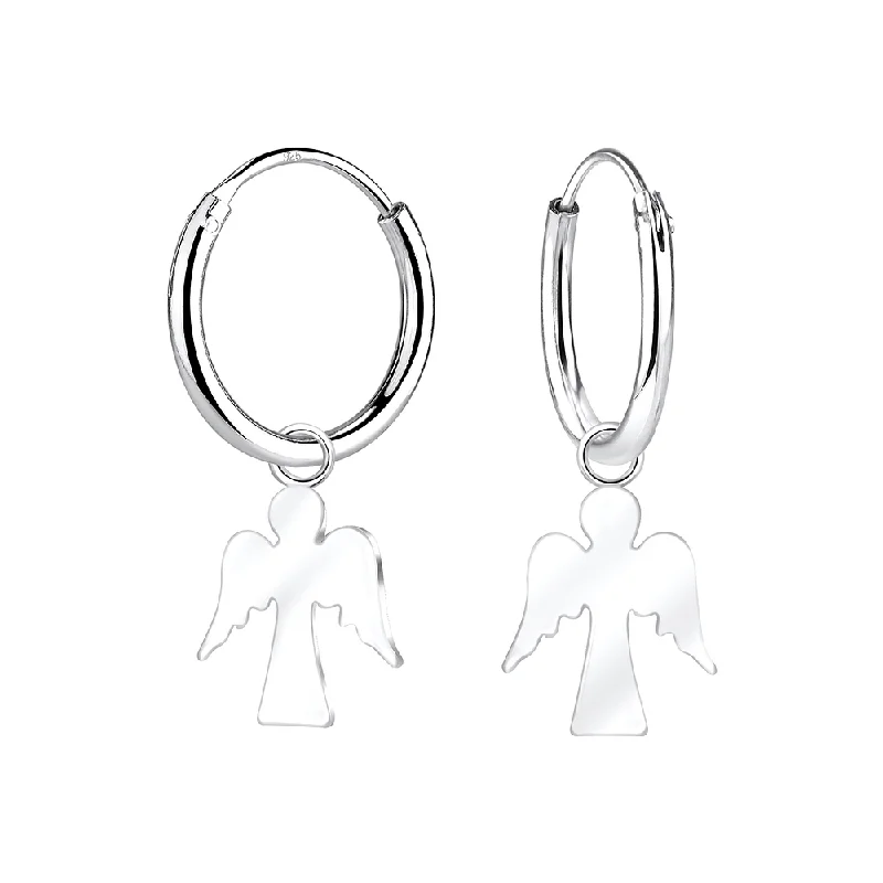 Hoop earrings with snake print designs for an edgy, wild appearance-Children's Sterling Silver Angel Hoop Earrings