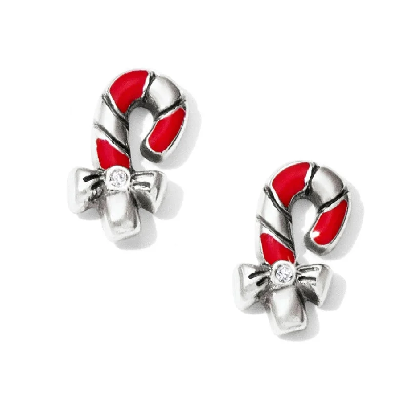 Hoop earrings with circle designs for a classic and timeless shape-Christmas Candy Cane Mini Post Earrings