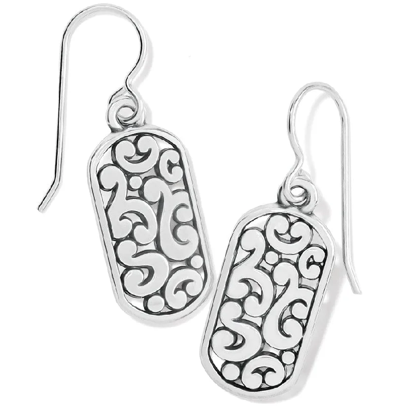 Best hoop earrings with cubic zirconia for a budget-friendly, dazzling look-Contempo Token Tag French Wire Earrings