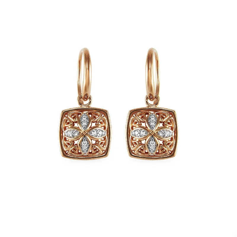 Hoop earrings with diamond-cut surfaces for added sparkle and shine-Marquise Pavé Drop Earring - 18K Rose Gold Vermeil + CZ Blanc