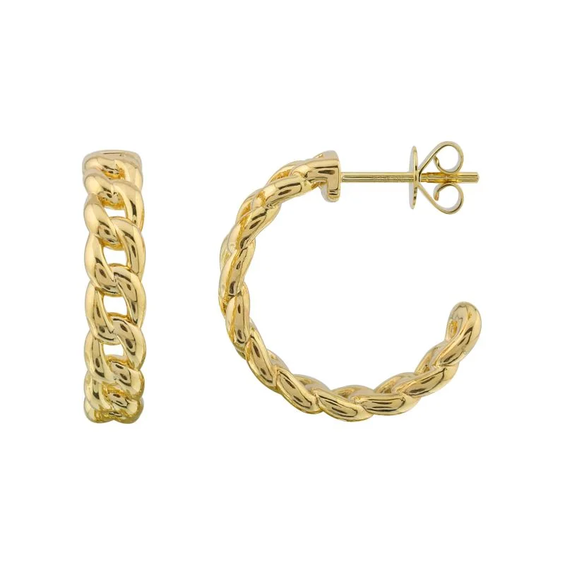 Best hoop earrings with butterfly motifs for a playful and whimsical appearance-Cuban Link Open Hoop Earrings Light Weight Gold