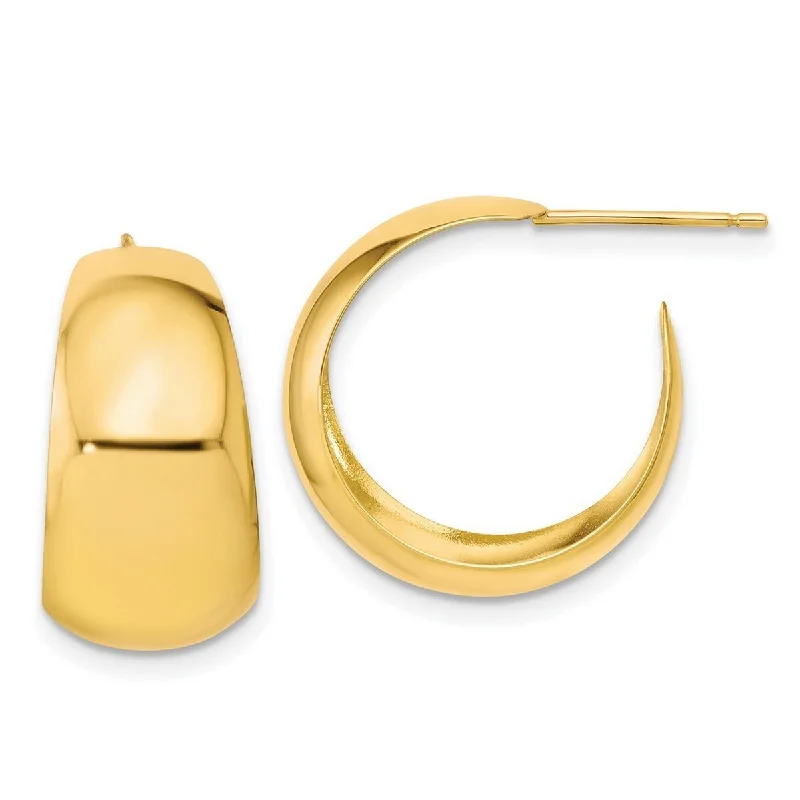 Hoop earrings with satin finishes for a smooth and elegant appearance-Curata 10k Yellow Gold Wide Puffed Round Half Hoop Earrings 18.53x10.1mm