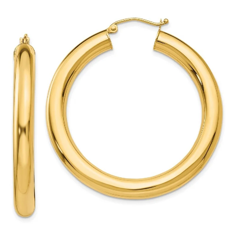 Best hoop earrings with detachable studs for a versatile and adjustable accessory-Curata 14k Gold YG Polished 5x40mm Lightweight Hoop Earrings