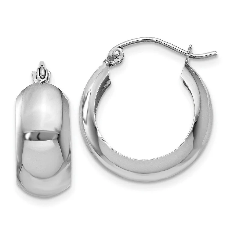 Best hoop earrings with braided leather for a rustic, stylish finish-Curata 14k White Gold Polished Wide 17x6mm Hoop Earrings