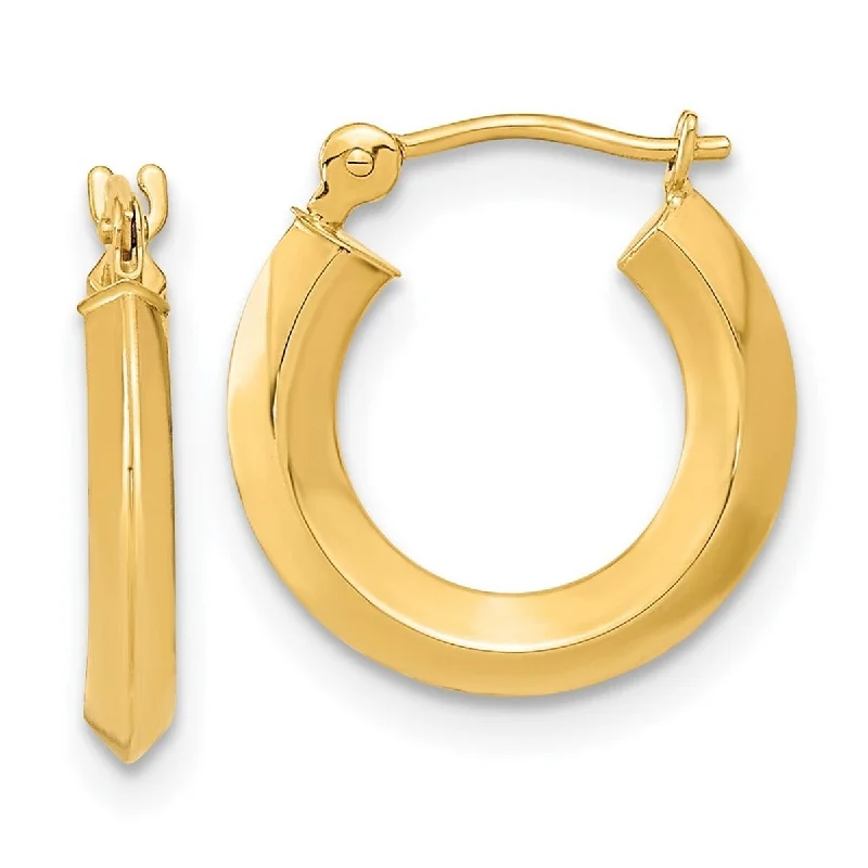 Hoop earrings with intricate designs for a unique and artistic appearance-Curata 14k Yellow Gold Polished Knife Edge Hoop Earrings 15.2x3mm