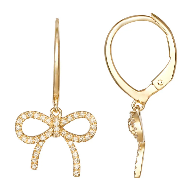 Hoop earrings with braided patterns for a detailed and textured finish-Dangling Bow Leverback Hoops