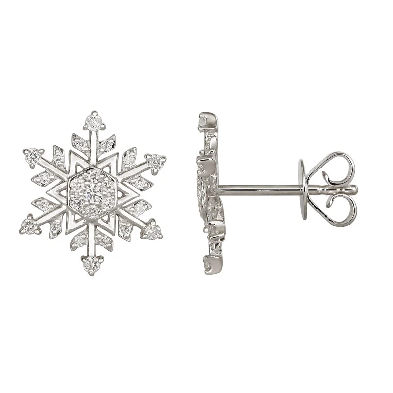 Hoop earrings with oversized designs for a bold, fashion-forward statement-Diamond Snowflake Earrings