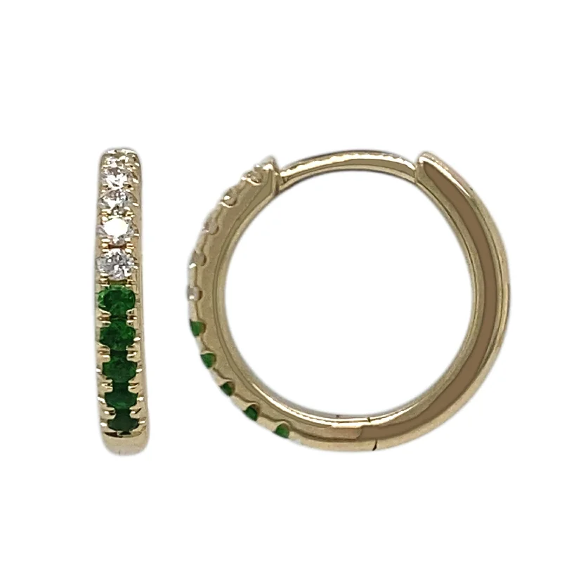 Hoop earrings with pearl accents for a chic and classic style-Diamond Tsavorite Hoops 12.5mm