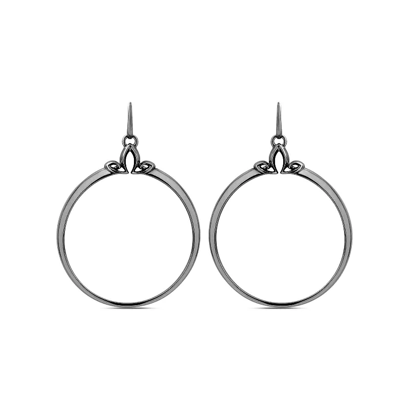 Best hoop earrings with satin ribbons for a soft, feminine appearance-Portrait Hoop Earring 38mm - Black Ruthenium Vermeil