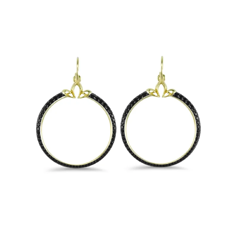 Hoop earrings with colorful beads for a fun and playful vibe-Portrait Pavé Hoop Earring 1.5" - 18K Gold Vermeil + CZ Noir