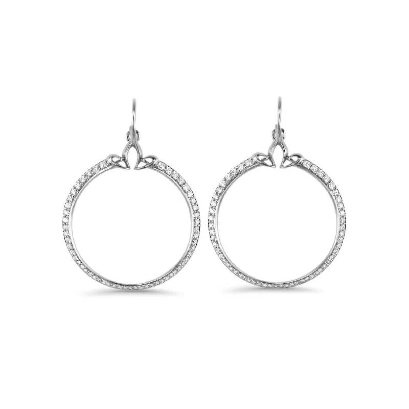 Hoop earrings with cut-out designs for a creative and lightweight effect-Portrait Pavé Hoop Earring 1.5" - Sterling Silver + CZ Blanc