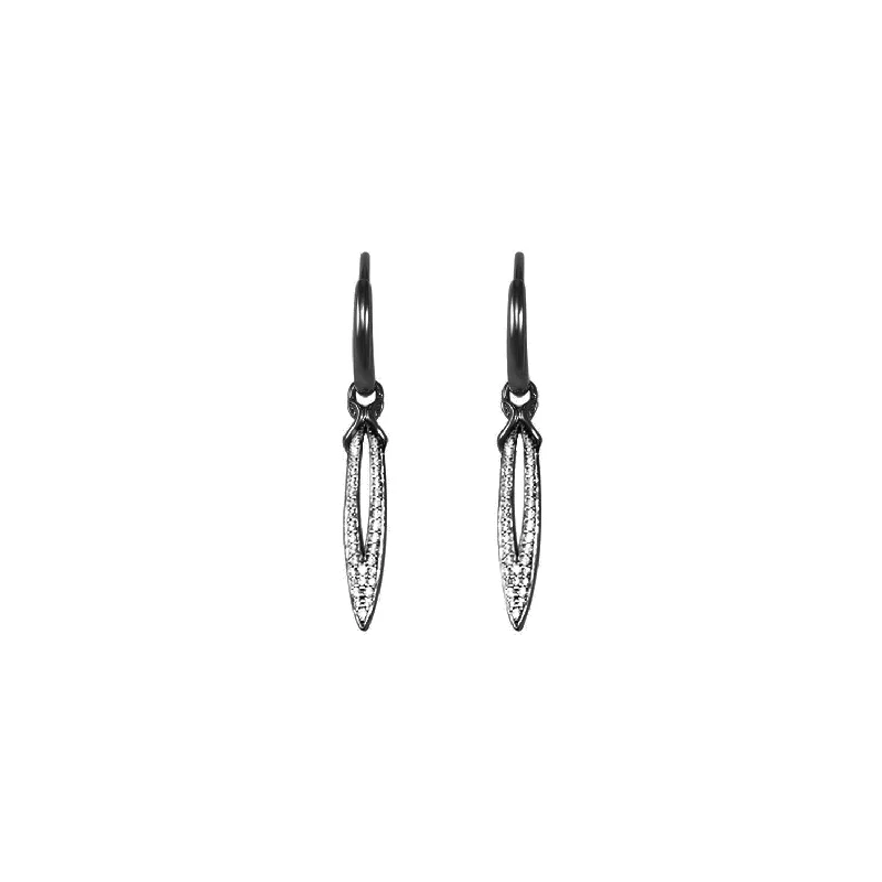 Best hoop earrings with geometric shapes for a modern and artistic appeal-Stiletto Pavé Earring Mini - Black Ruthenium Vermeil + CZ Blanc