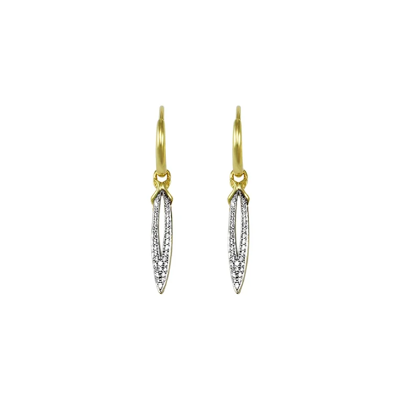 Classic hoop earrings with a thin profile for a sleek and subtle style-Stiletto Pavé Earring Mini  - 18K Gold Vermeil + CZ Blanc