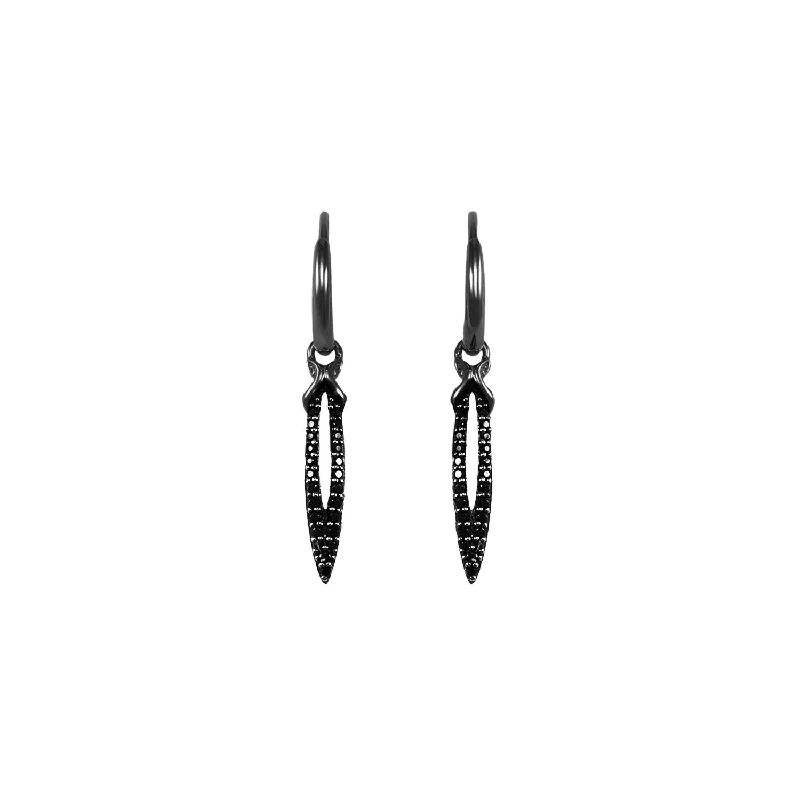 Best hoop earrings with delicate chain details for a trendy and stylish design-Stiletto Pavé Earring Mini - Black Ruthenium Vermeil + CZ Noir