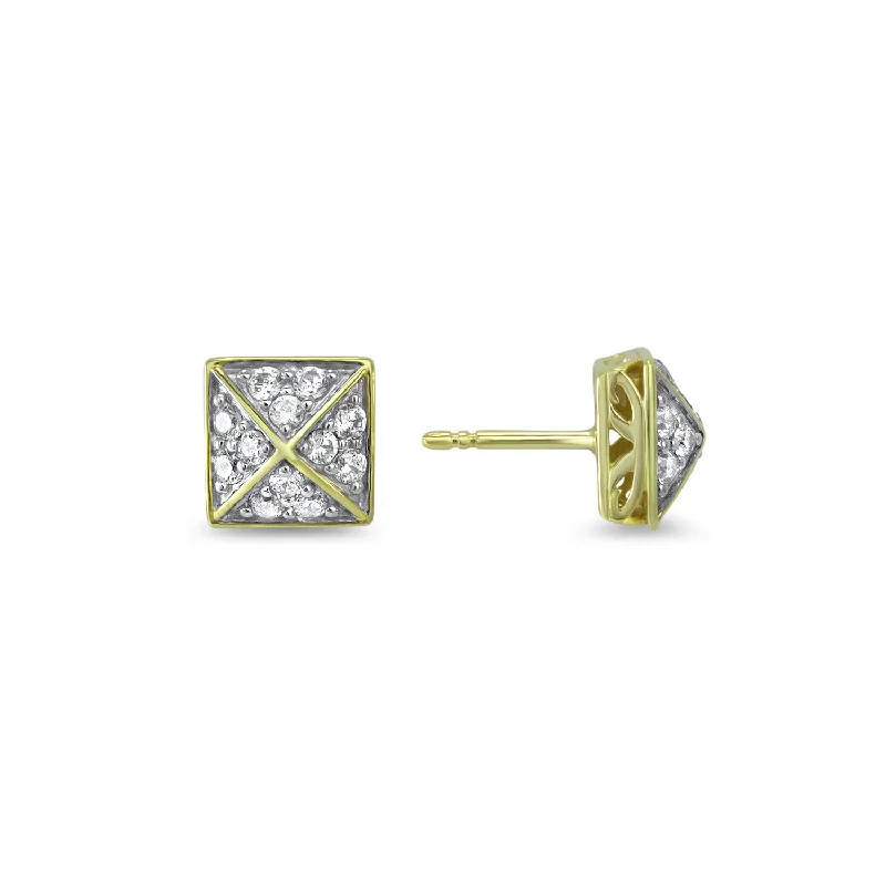 Hoop earrings with twisted leather for a chic and modern boho look-Possibility Pavé Stud Earring - 18K Gold Vermeil + CZ Blanc