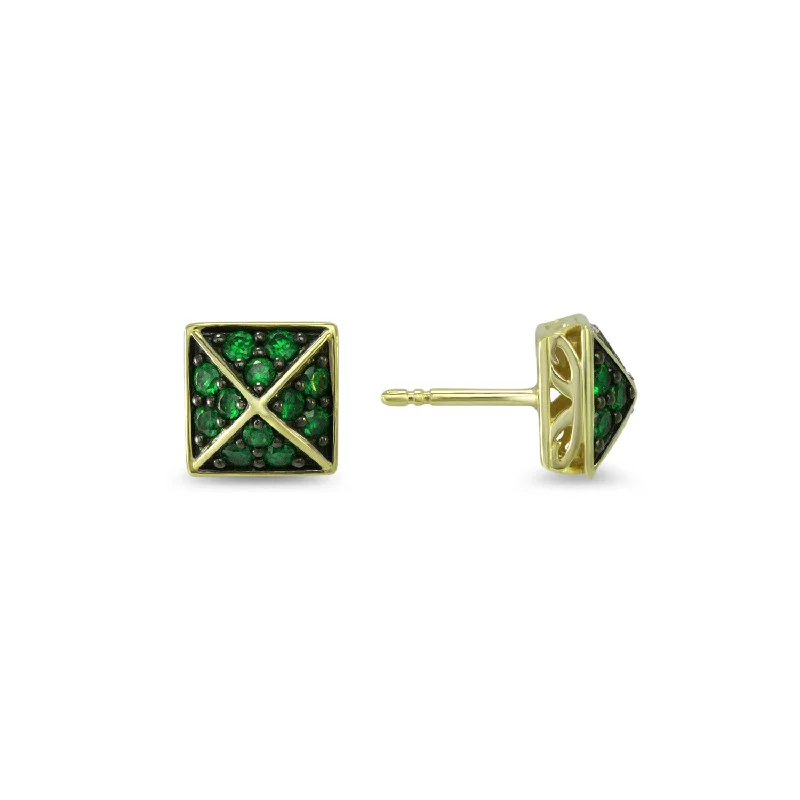 Best hoop earrings with geometric cuts for a sharp, modern appeal-Possibility Pavé Stud Earring - 18K Gold Vermeil + CZ Vert