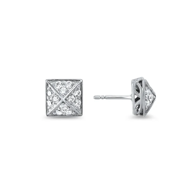 Small hoop earrings for a delicate and understated everyday wear-Possibility Pavé Stud Earring - Sterling Silver + CZ Blanc