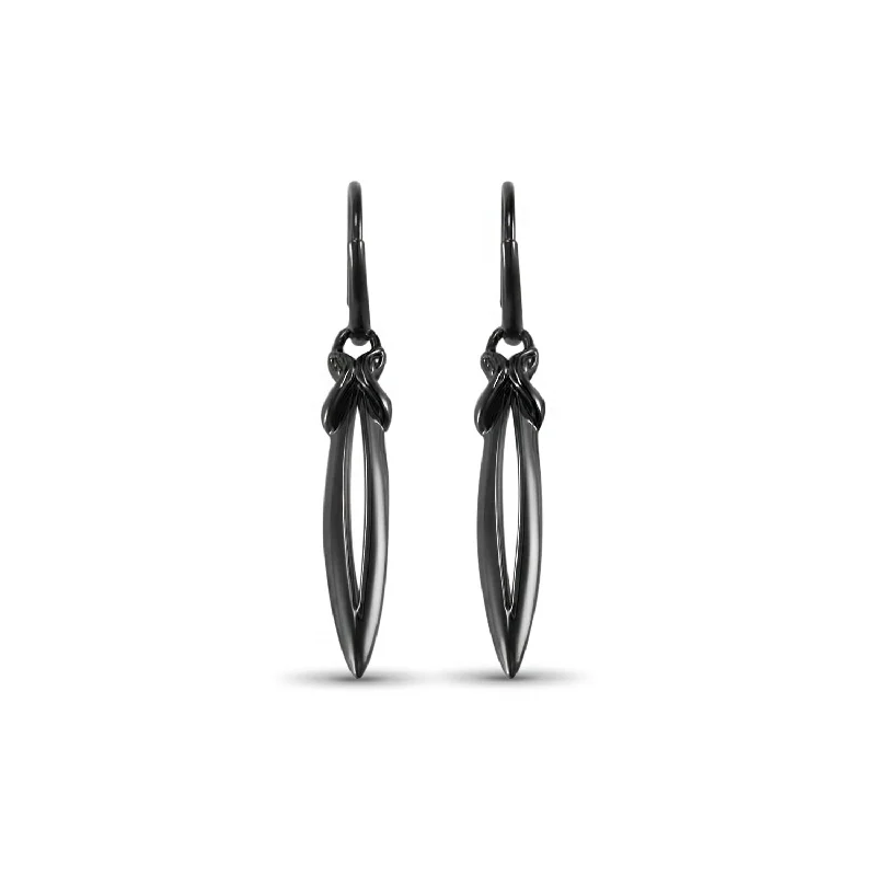 Classic hoop earrings with a thin profile for a sleek and subtle style-Stiletto Earring Small - Black Ruthenium Vermeil