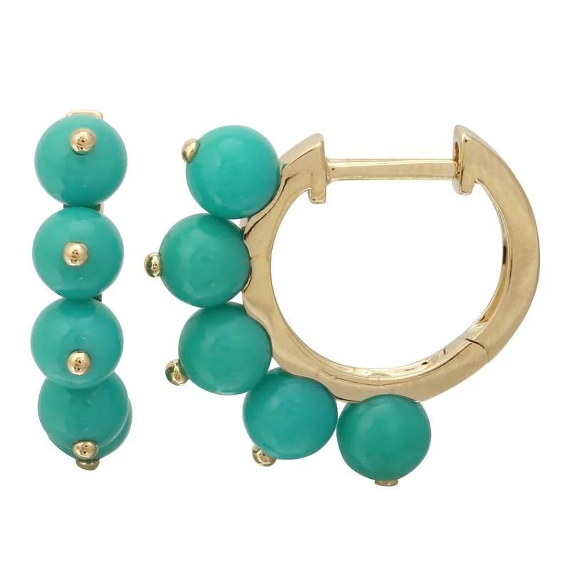 Best hoop earrings with braided leather for a rustic, stylish finish-Gold Beaded Gem Hoops