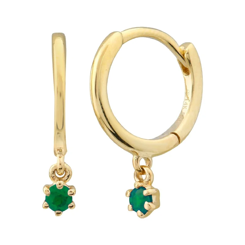 Best hoop earrings with vintage-style detailing for a nostalgic and timeless look-Green Gem Drop Hoops