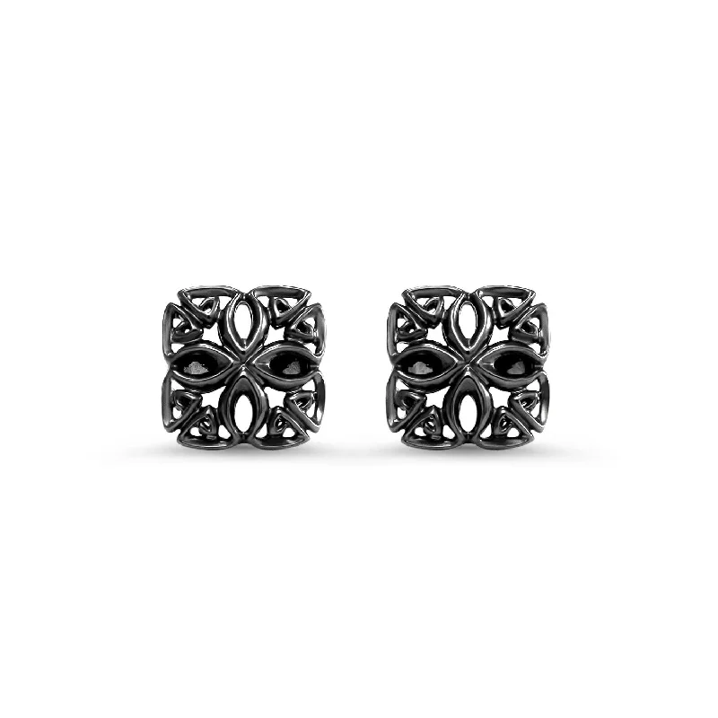 Best hoop earrings with delicate chain details for a trendy and stylish design-Délicat Stud Earring - Black Ruthenium Vermeil