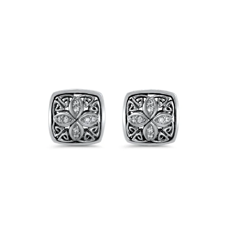 Marquise Pavé Stud Earring - Sterling Silver + CZ Blanc