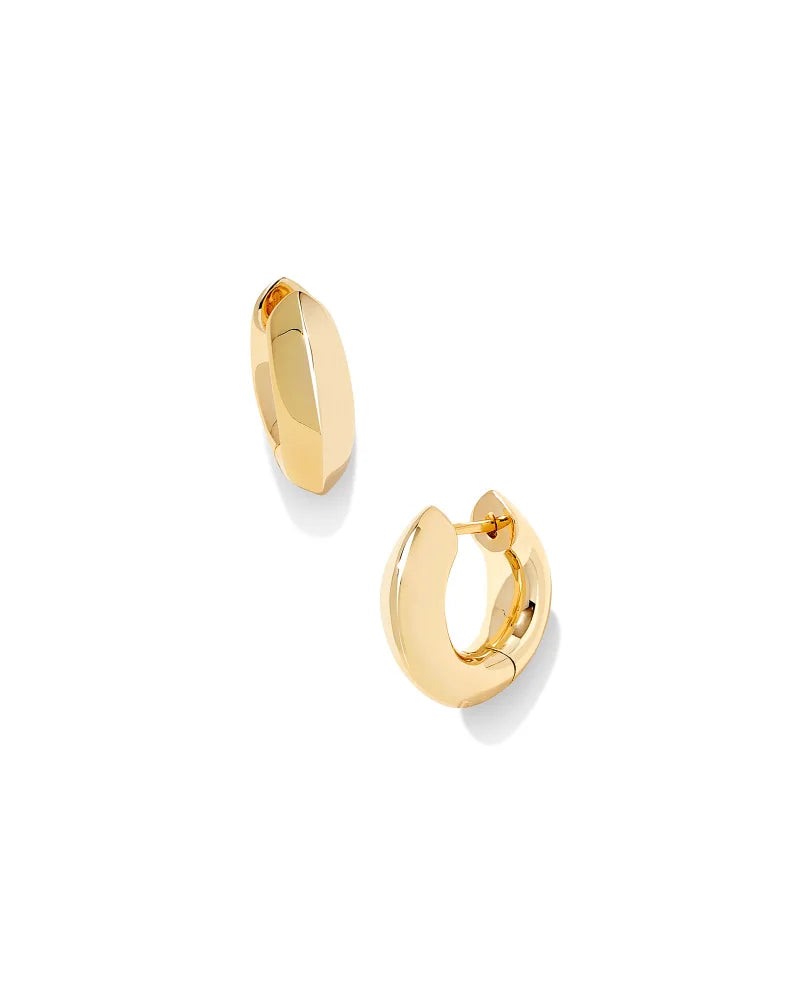 Best hoop earrings with braided leather for a rustic, stylish finish-Kendra Scott Mikki Metal Huggie Earrings in Gold