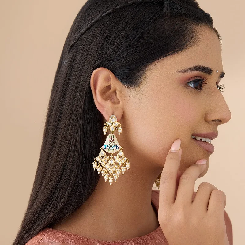 Best hoop earrings with hammered gold for a rustic yet elegant look-Kundan Earring 170805