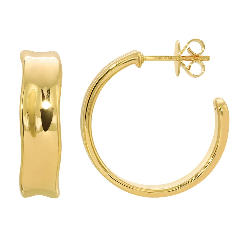 Best hoop earrings with detachable studs for a versatile and adjustable accessory-Light Weight Gold Smooth Wide Open Hoop Earrings