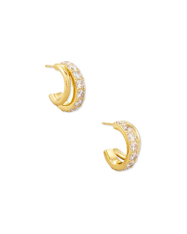 Hoop earrings with leather accents for a sleek and bold combination-Livy Huggie Earrings - Gold