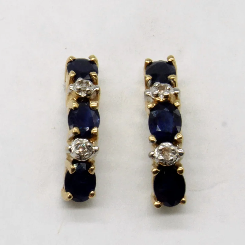 Best hoop earrings with gold for a luxurious and timeless look-Sapphire & Diamond Bar Studs | 1.10ctw, 0.02ctw |