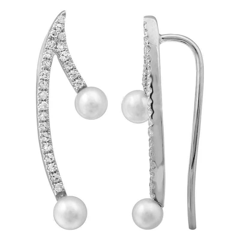 Hoop earrings with a matte finish for a sleek and sophisticated appearance-Pearl Crawlers