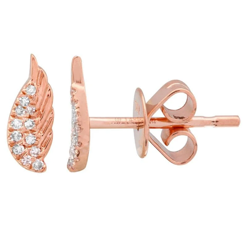 Hoop earrings with twisted leather for a chic and modern boho look-Rose Gold Angel Wing Earrings