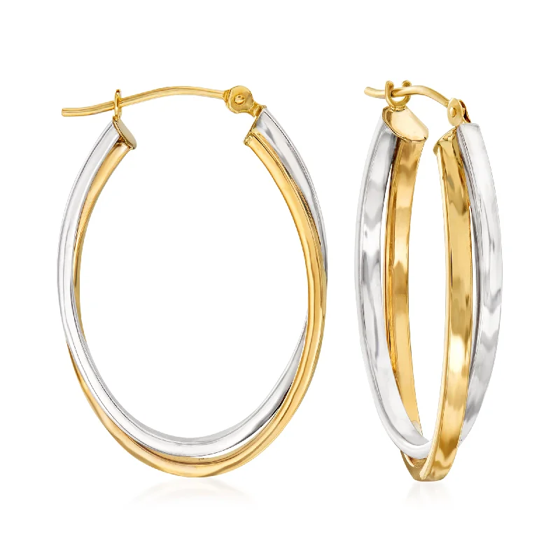 Best hoop earrings with stacked layers for a dimensional and bold look-Ross-Simons 14kt 2-Tone Gold Double-Oval Hoop Earrings