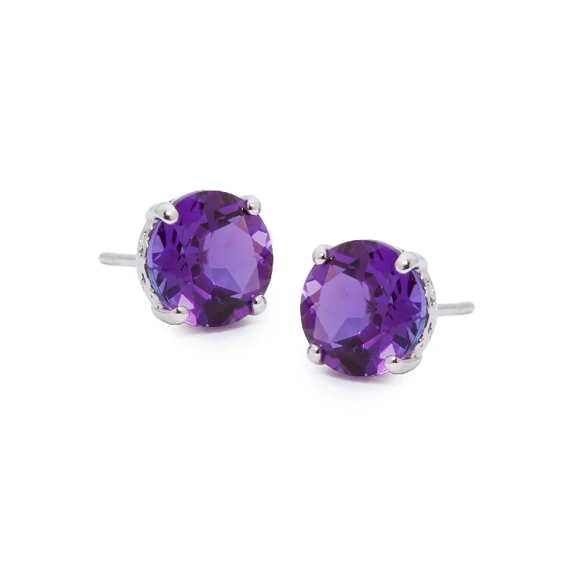 Best hoop earrings with gold-plated finishes for an affordable luxury vibe-Ross-Simons Amethyst Studs in 14kt White Gold