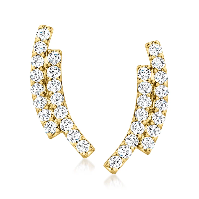 Medium hoop earrings for an everyday look with the perfect balance of style-Ross-Simons Diamond Double Curve Earrings in 18kt Gold Over Sterling