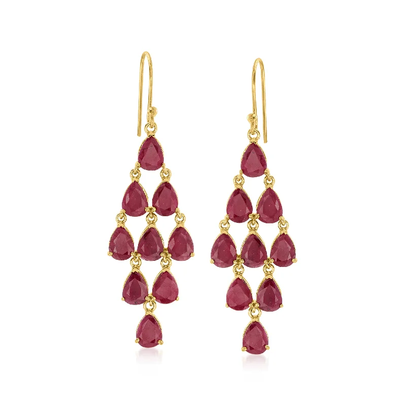 Best hoop earrings with sterling silver for an affordable and chic design-Ross-Simons Garnet Chandelier Earrings in 18kt Gold Over Sterling