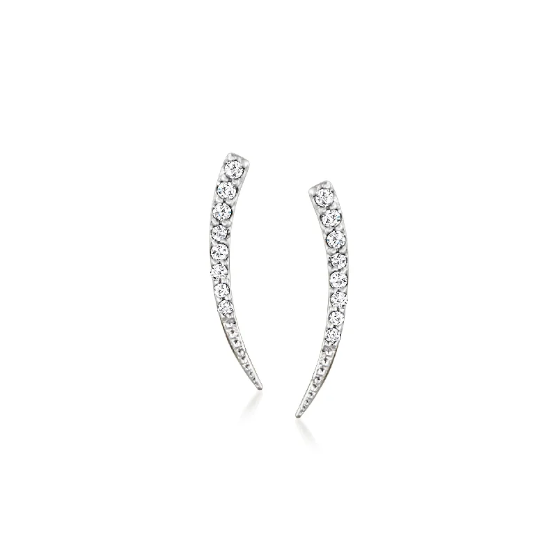 Best hoop earrings with vintage-style detailing for a nostalgic and timeless look-RS Pure by Ross-Simons Diamond Curved Earrings in 14kt Yellow Gold