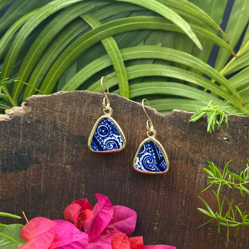 Best hoop earrings with intricate beaded details for a textured, stylish appearance-Sapphire Scrolls 14k Gold Earrings