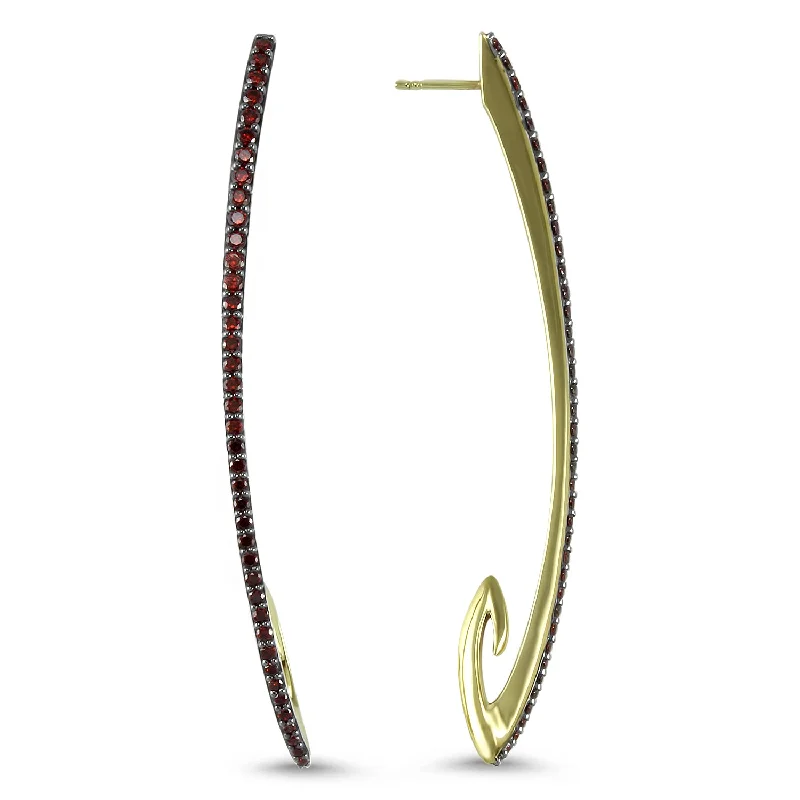 Hoop earrings with colorful beads for a fun and playful vibe-Exclamation Pavé Earring Large - 18K Gold Vermeil + CZ Rouge