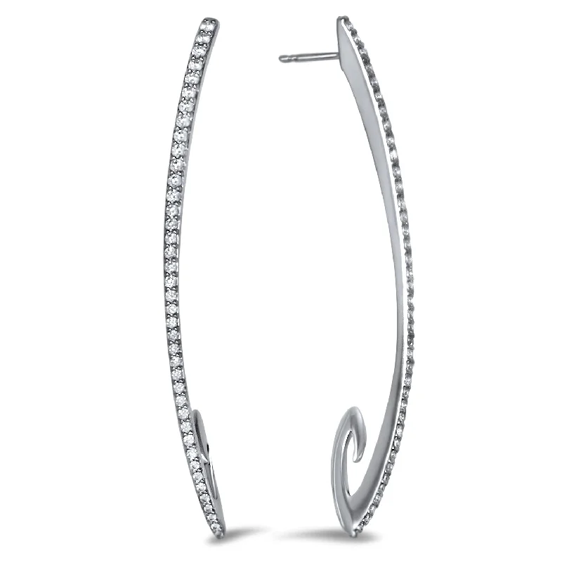 Hoop earrings with cut-out designs for a creative and lightweight effect-Exclamation Pavé Earring Large - Sterling Silver + CZ Blanc