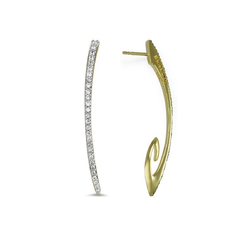 Best hoop earrings with intricate beaded details for a textured, stylish appearance-Exclamation Pavé Earring Medium - 18K Gold Vermeil + CZ Blanc