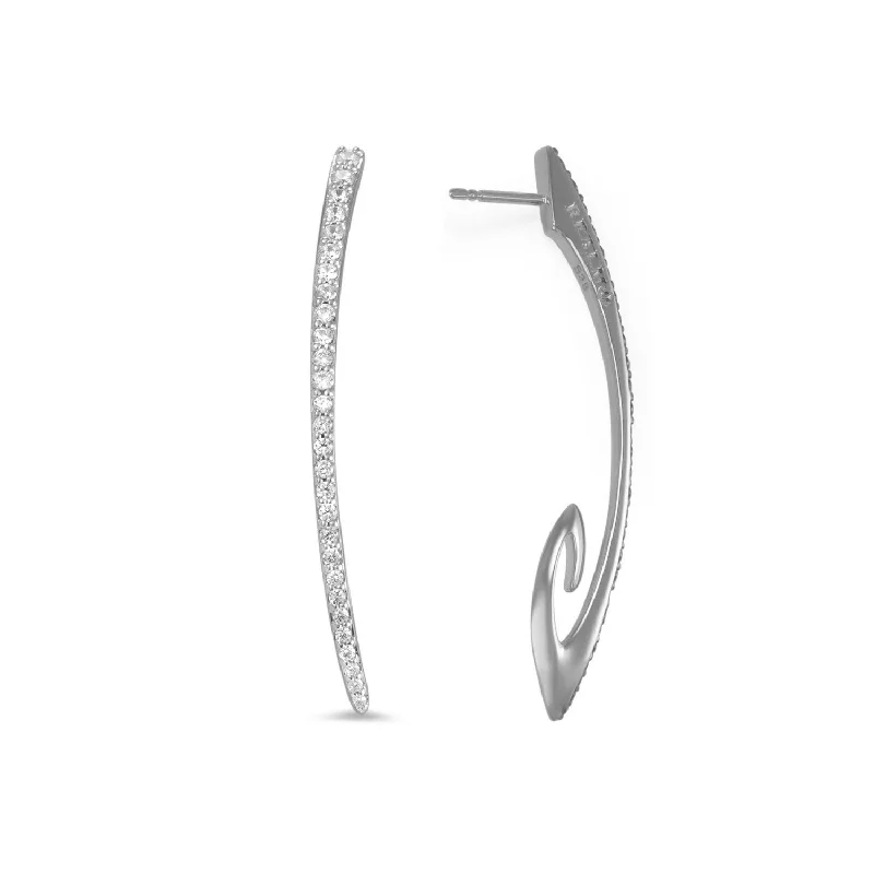 Best hoop earrings with snake chain details for a sleek and modern touch-Exclamation Pavé Earring Medium - Sterling Silver + CZ Blanc