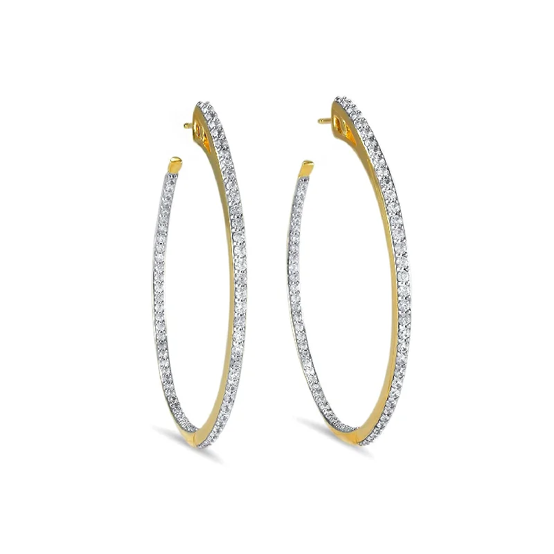 Best hoop earrings with gemstone accents for a colorful and elegant appearance-Spirit Pavé Hoop Earring 45mm - 18K Gold Vermeil + CZ Blanc