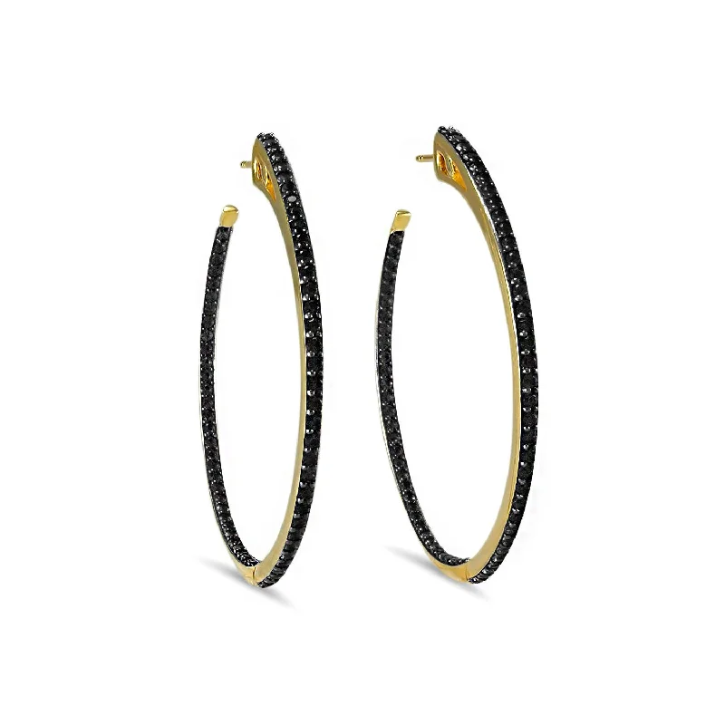 Best hoop earrings with delicate chain details for a trendy and stylish design-Spirit Pavé Hoop Earring 45mm - 18K Gold Vermeil + CZ Noir