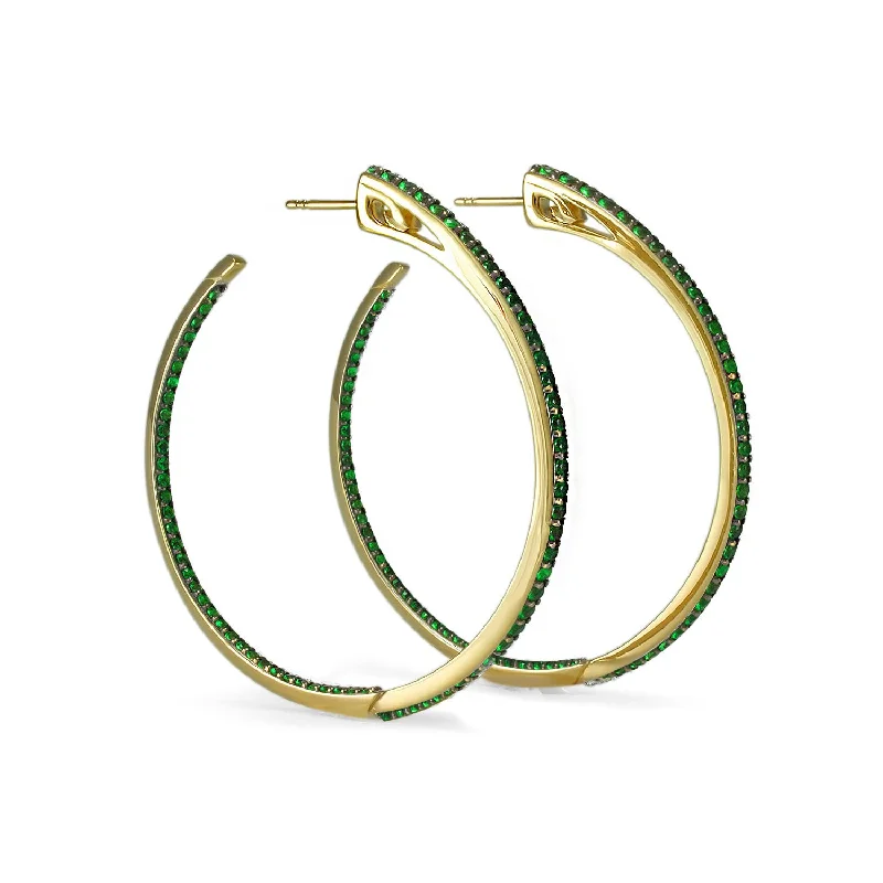 Best hoop earrings with twisted rope designs for a nautical-inspired style-Spirit Pavé Hoop Earring 45mm - 18K Gold Vermeil + CZ Vert