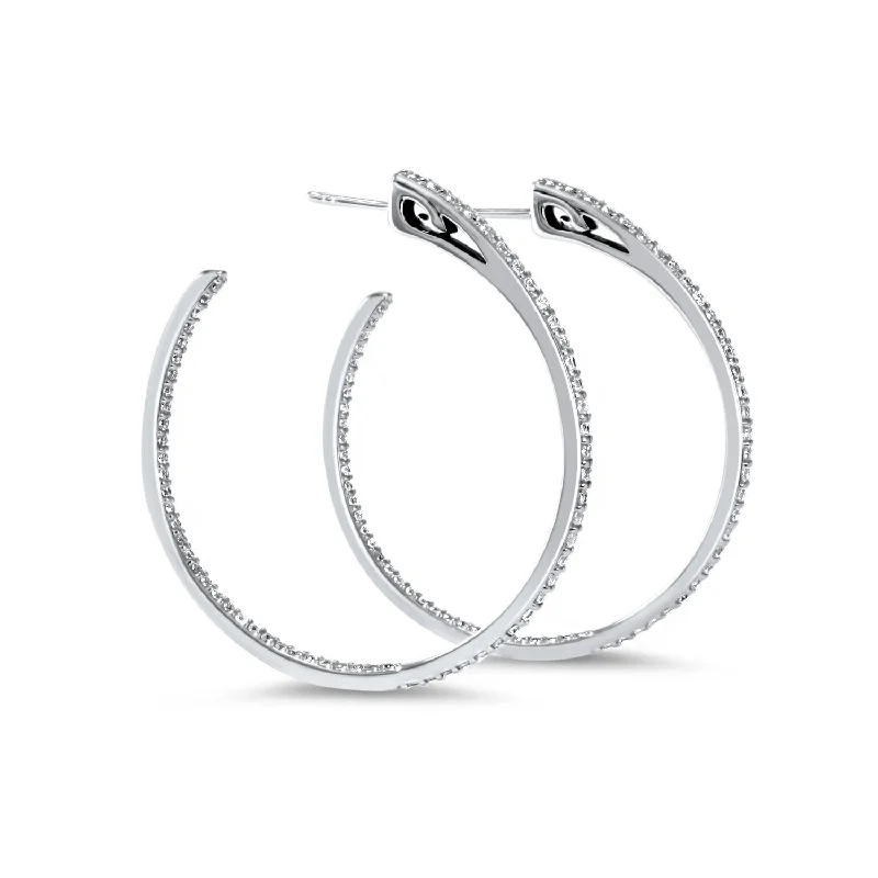 Hoop earrings with snake print designs for an edgy, wild appearance-Spirit Pavé Hoop Earring 45mm - Sterling Silver + CZ Blanc