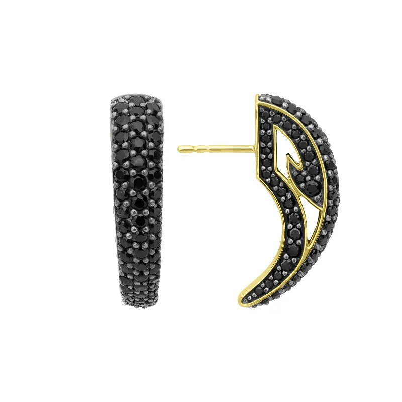 Best hoop earrings with crescent-shaped designs for a bold, moon-inspired style-Talon Pavé Earring - 18K Gold Vermeil + CZ Noir