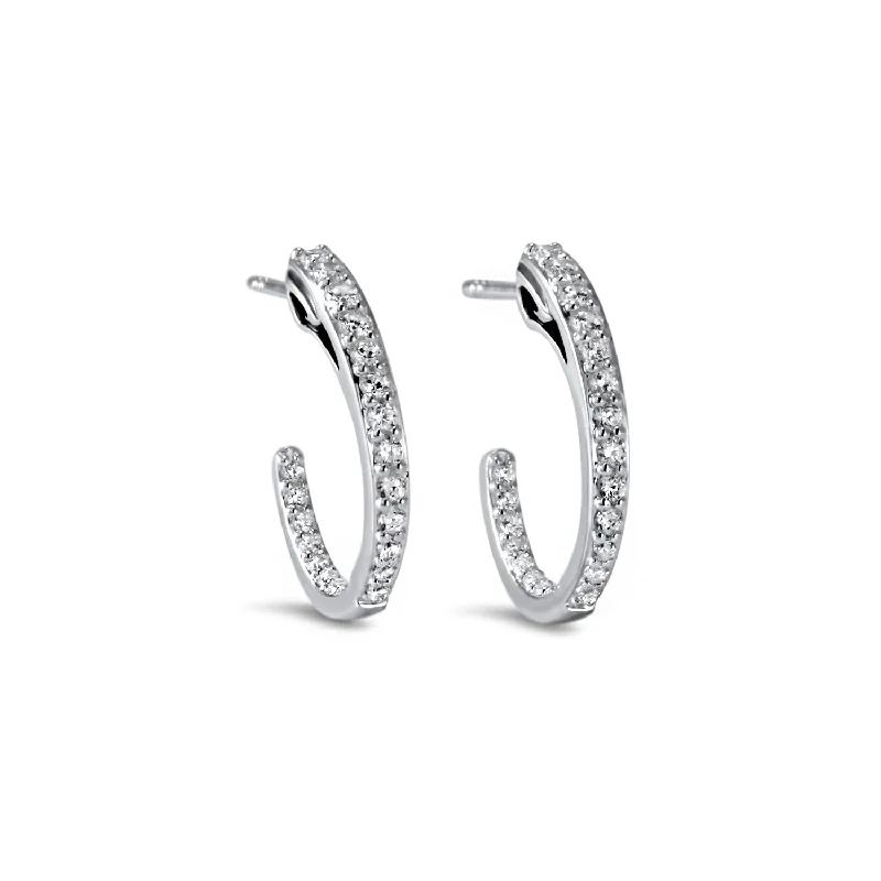 Hoop earrings with satin finishes for a smooth and elegant appearance-Spirit Pavé Hoop Earring 18mm - Sterling Silver + CZ Blanc