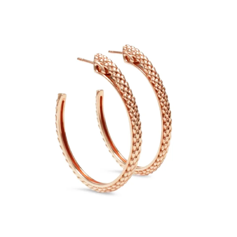 Best hoop earrings with blackened metal for an edgy and bold appearance-Spirit Python Hoop Earring 41mm - 18K Rose Gold Vermeil